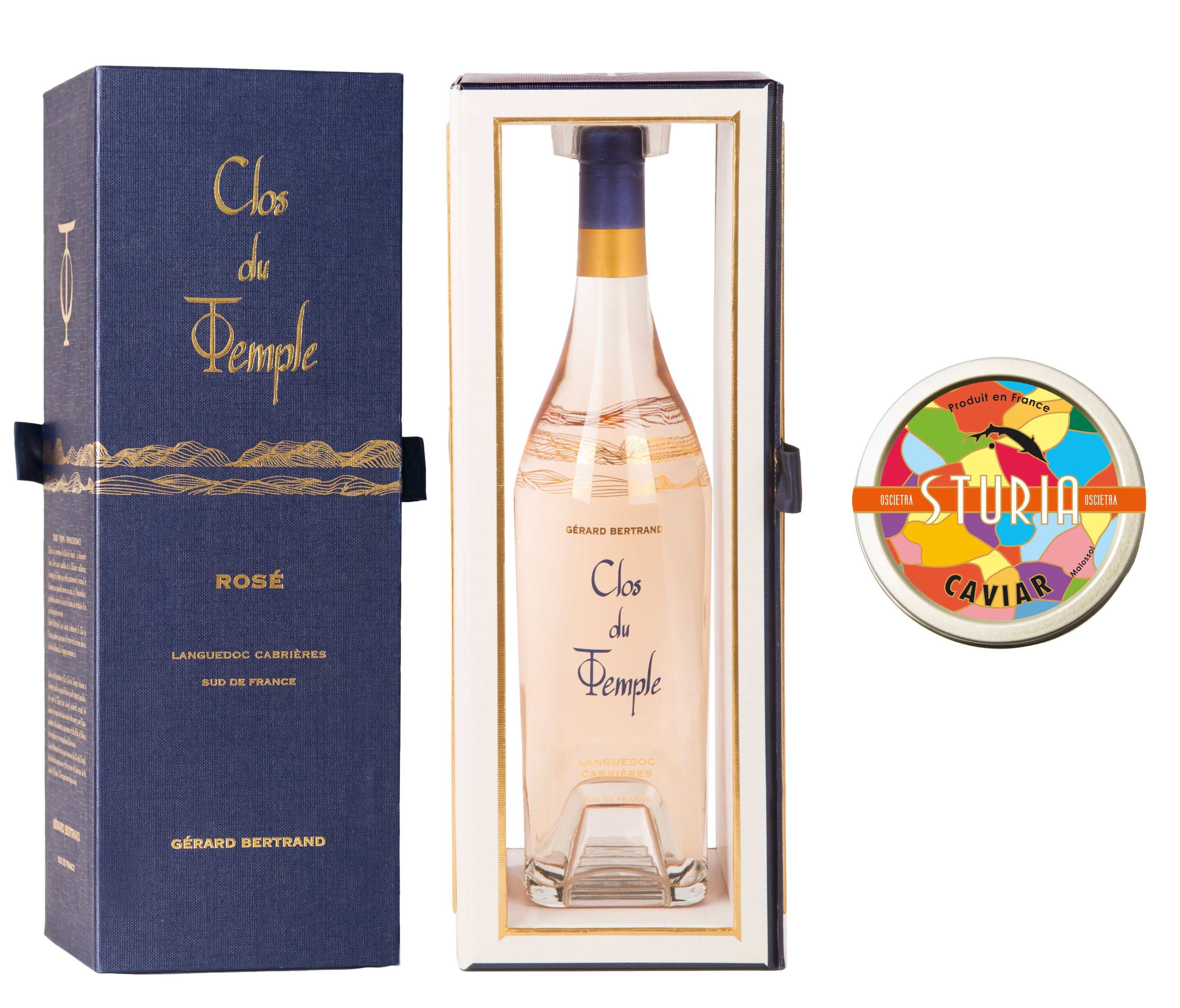 Offre Prestige : Clos du Temple 2022 dans son Étui et Caviar Oscietra 15g par Sturia - Gérard Bertrand