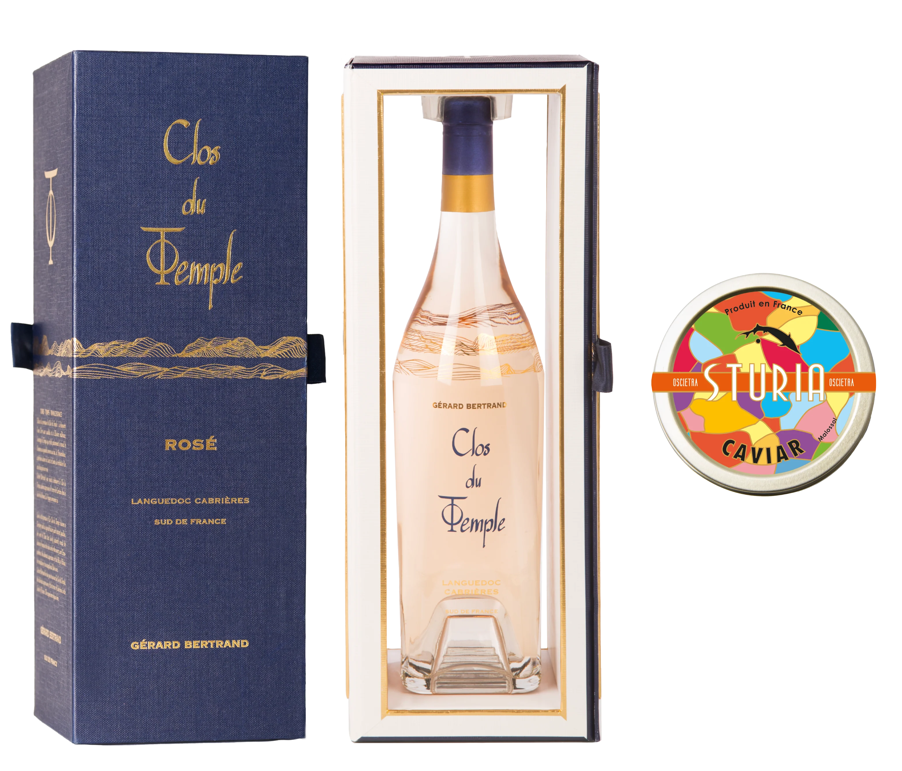 Offre Prestige : Clos du Temple 2022 dans son Étui et Caviar Oscietra 15g par Sturia - Gérard Bertrand