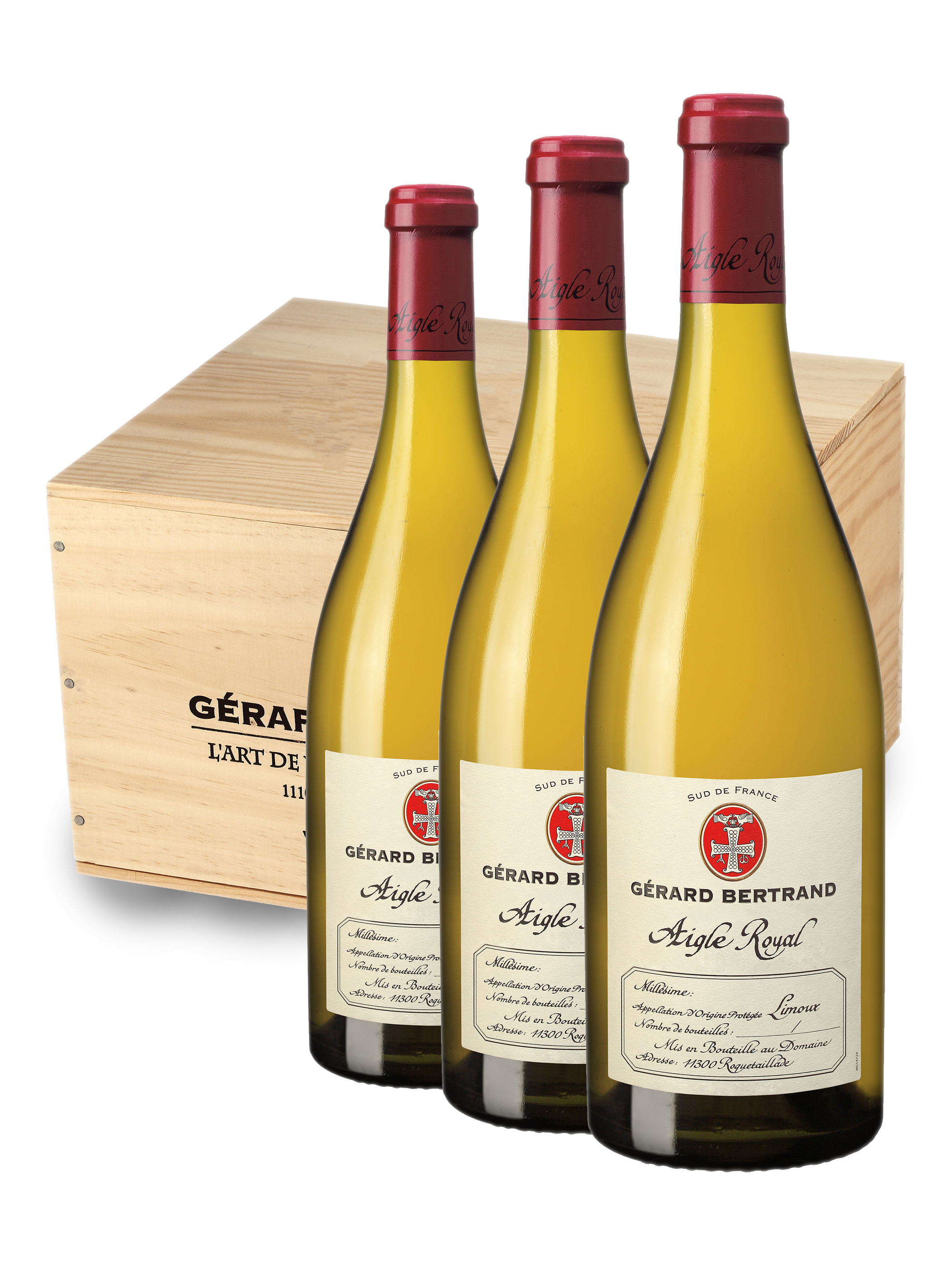 Aigle Royal Chardonnay AOP Limoux 2022 Caisse bois 6 Bouteilles 75cl vin blanc - Gérard Bertrand