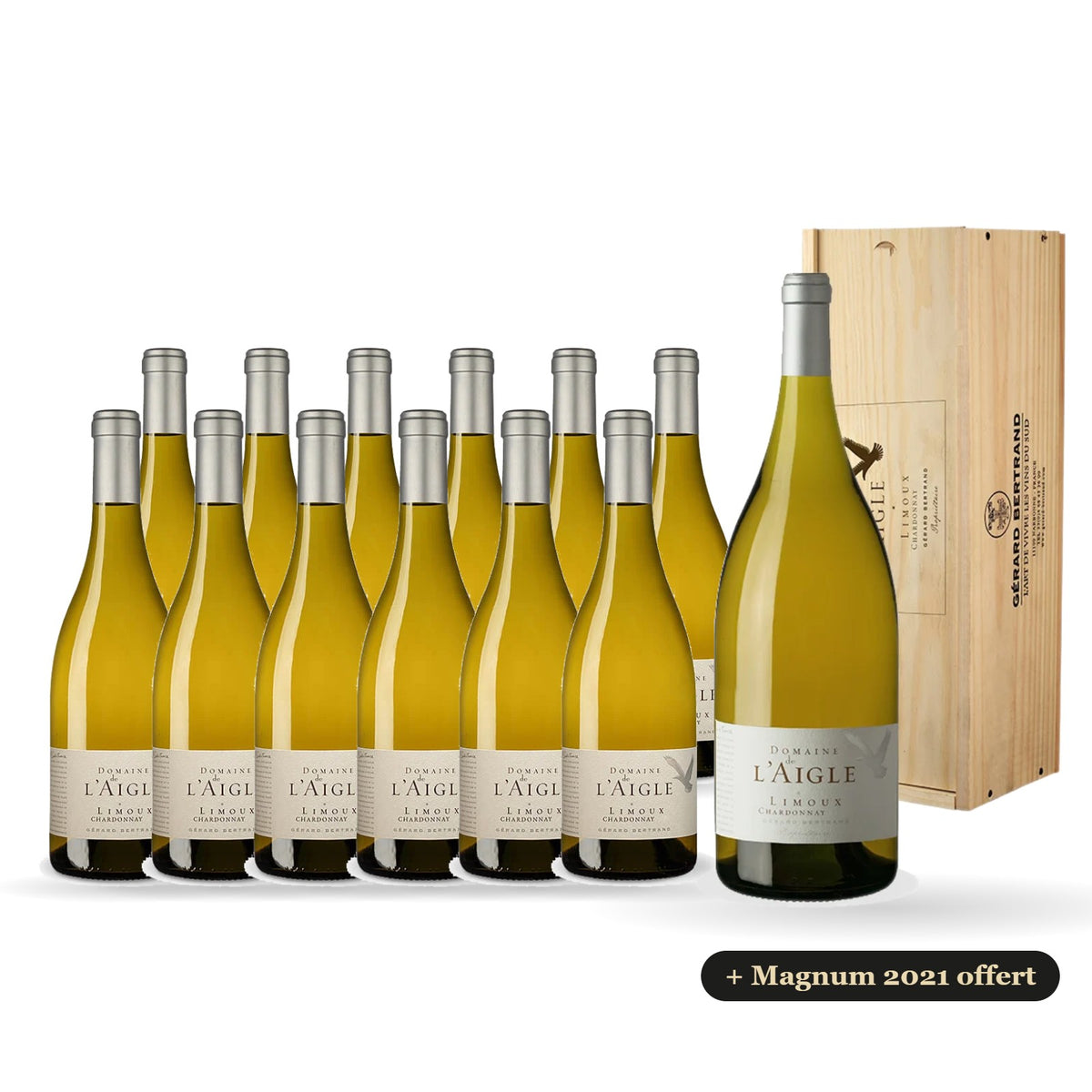 Lot de 12 Domaine de l'Aigle Chardonnay 2024 avec magnum 2021 offert