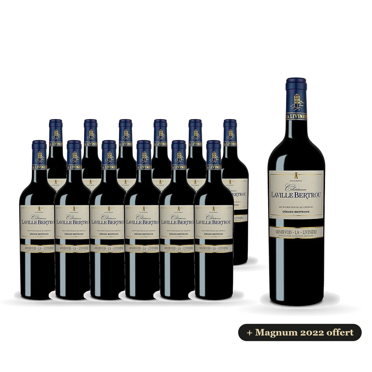 Lote de 12 botellas de Château Laville Bertrou 2023 con un magnum 2022 de regalo