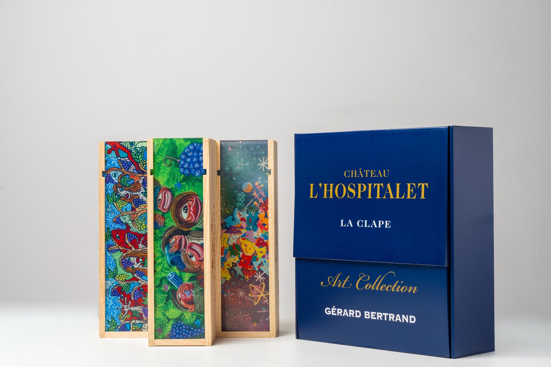 Château l'Hospitalet Grand Vin rouge Coffret Edition Limitée Robert Combas, Herve Di Rosa et Cyril Kongo