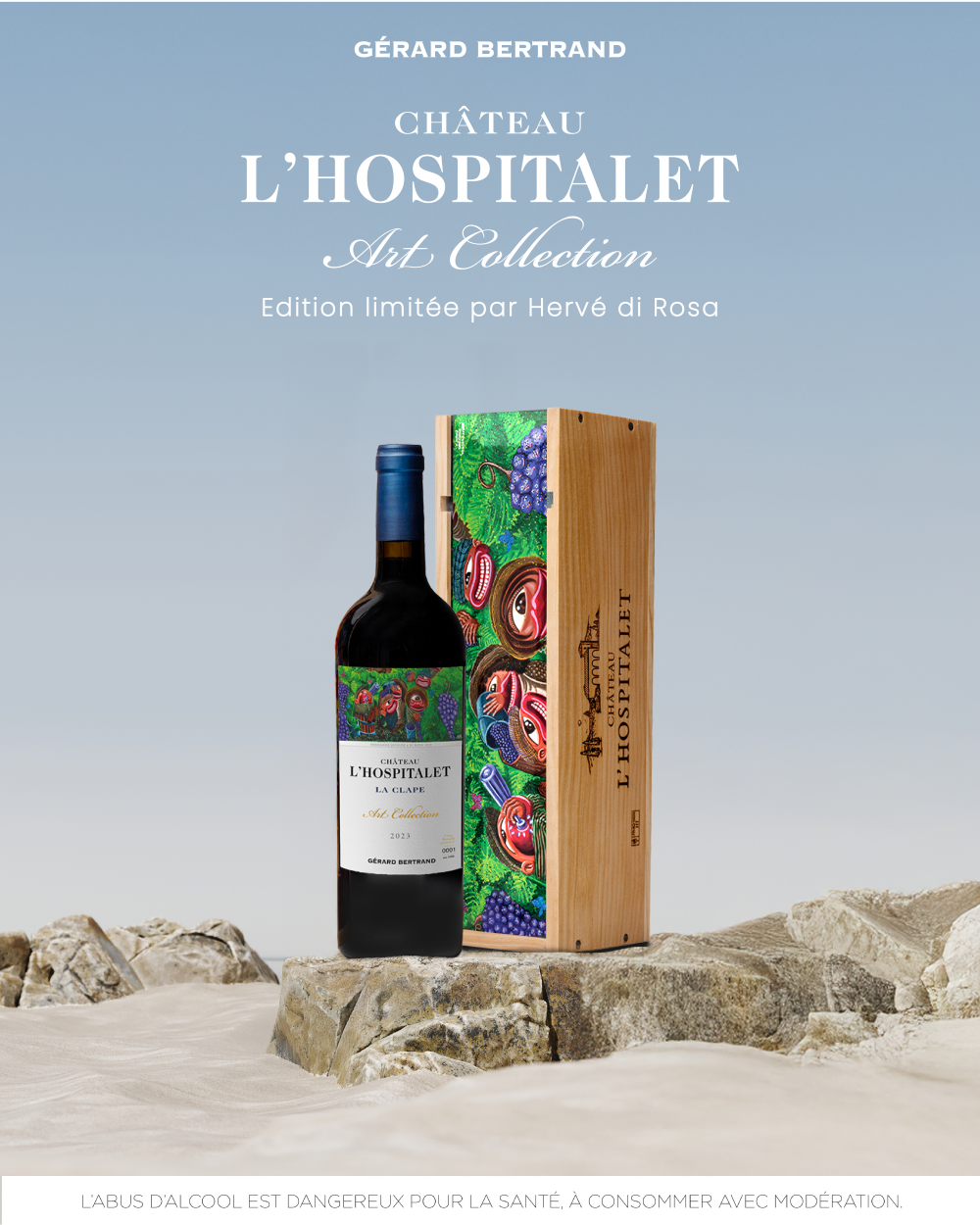 CHATEAU L'HOSPITALET ART COLLECTION DI ROSA Coffret unitaire 75cl 2023 vin rouge biodynamique - Gérard Bertrand 