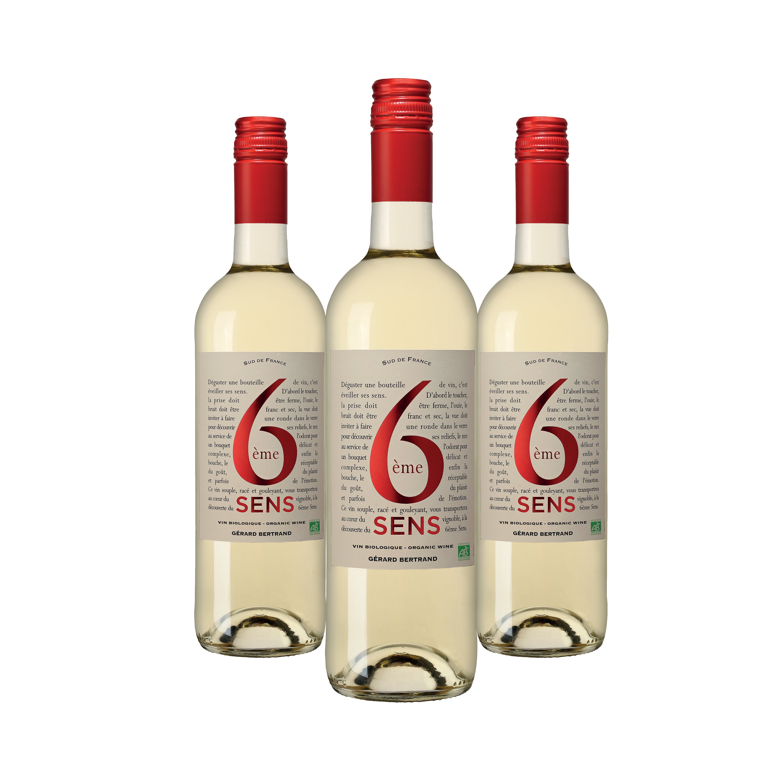 6ème sens 2024 vin blanc bio Lot 3 bouteilles 75cl - Gérard Bertrand 