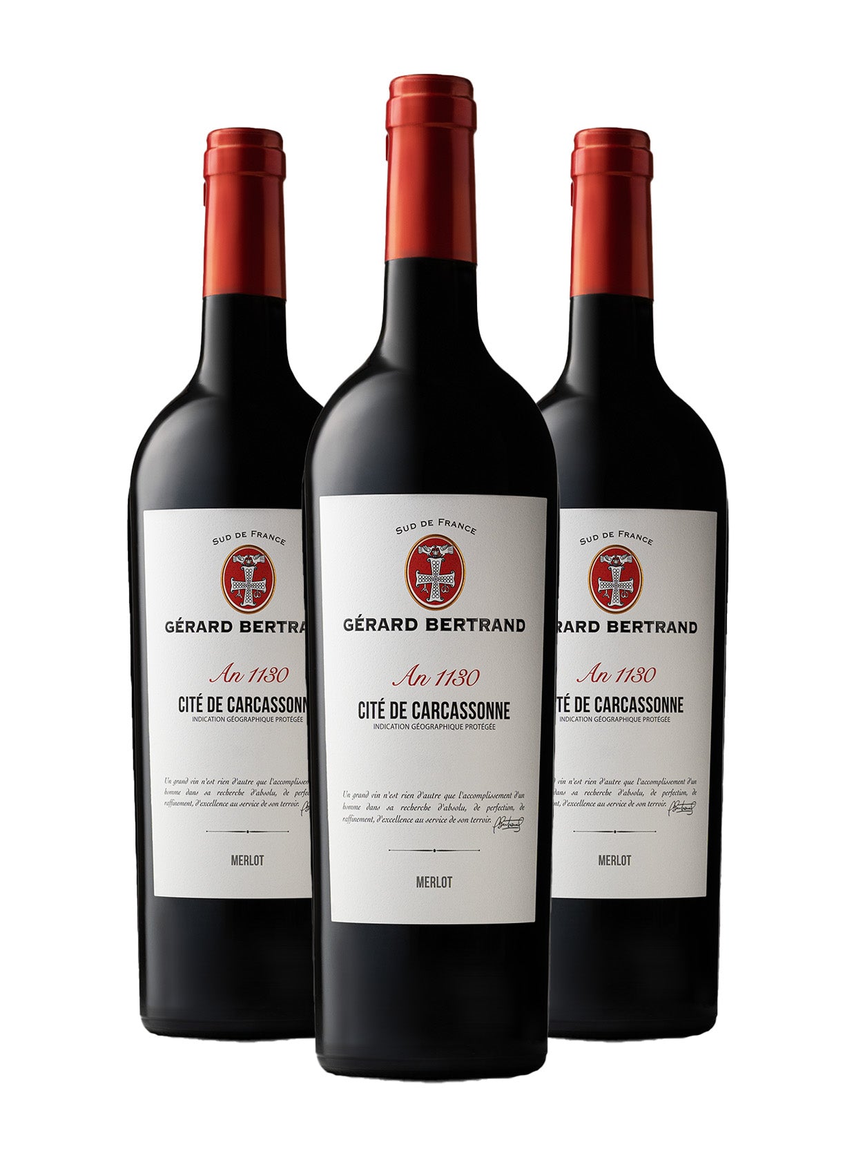 Héritage "An 1130" rouge IGP Cité de Carcassonne 2022 Lot 3 Bouteilles 75cl - Gérard Bertrand 