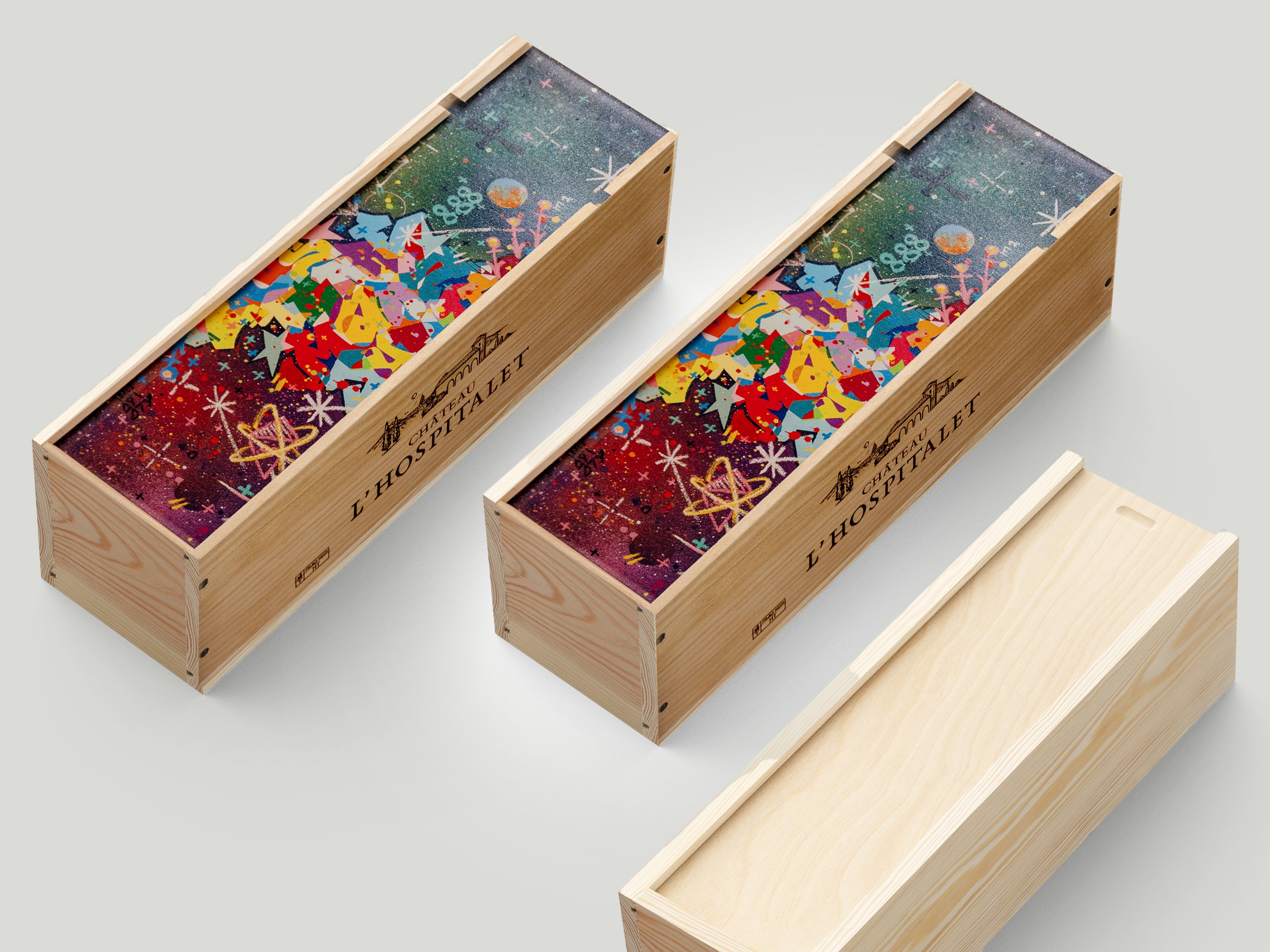 CHÂTEAU L’HOSPITALET ART COLLECTION Coffret 75cl 2021 -  « BACK TO COSMOS » CYRIL KONGO - Gérard Bertrand 