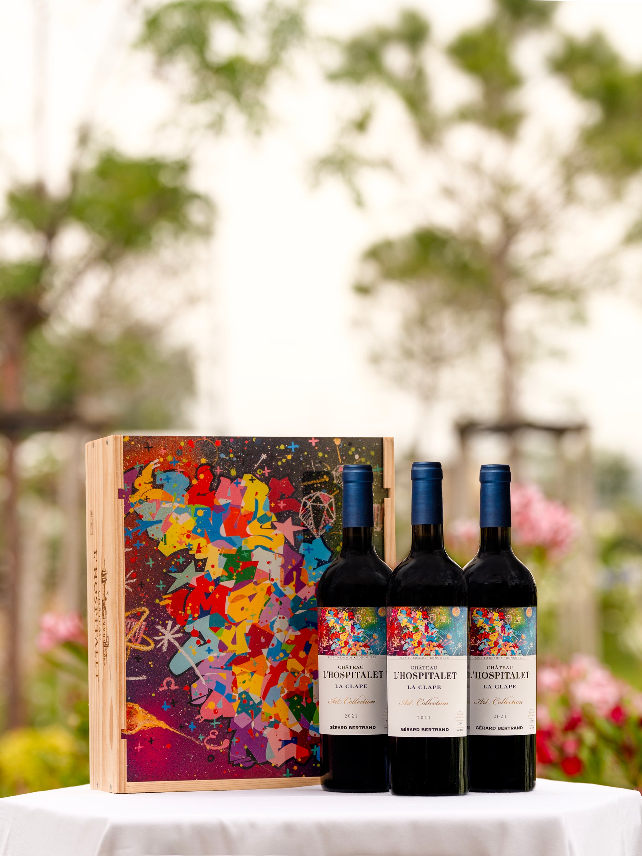 CHÂTEAU L’HOSPITALET ART COLLECTION Coffret 3x75cl 2021 -  « BACK TO COSMOS » CYRIL KONGO - Gérard Bertrand 