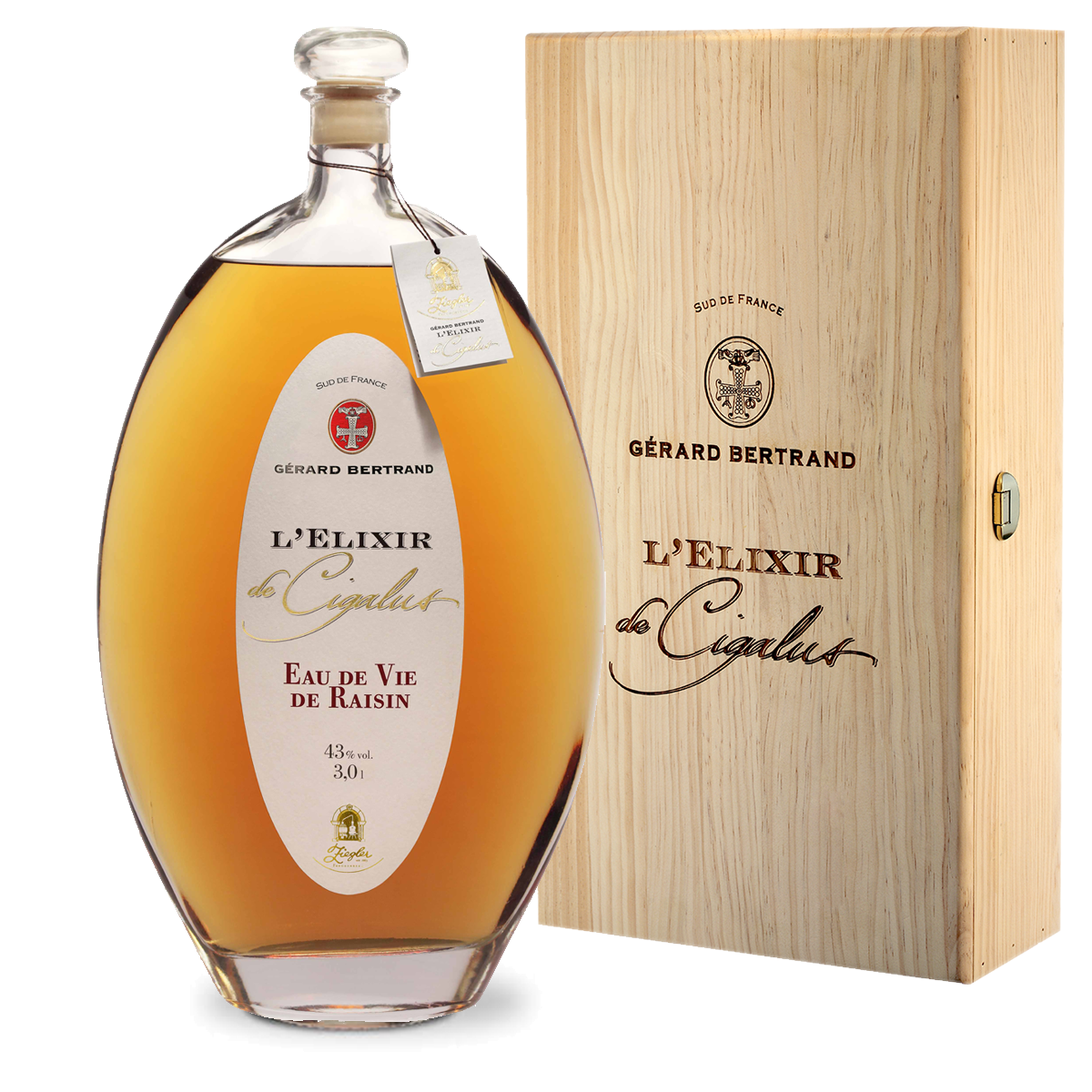 L'Elixir de Cigalus 3L et sa caisse en bois - Gérard Bertrand 