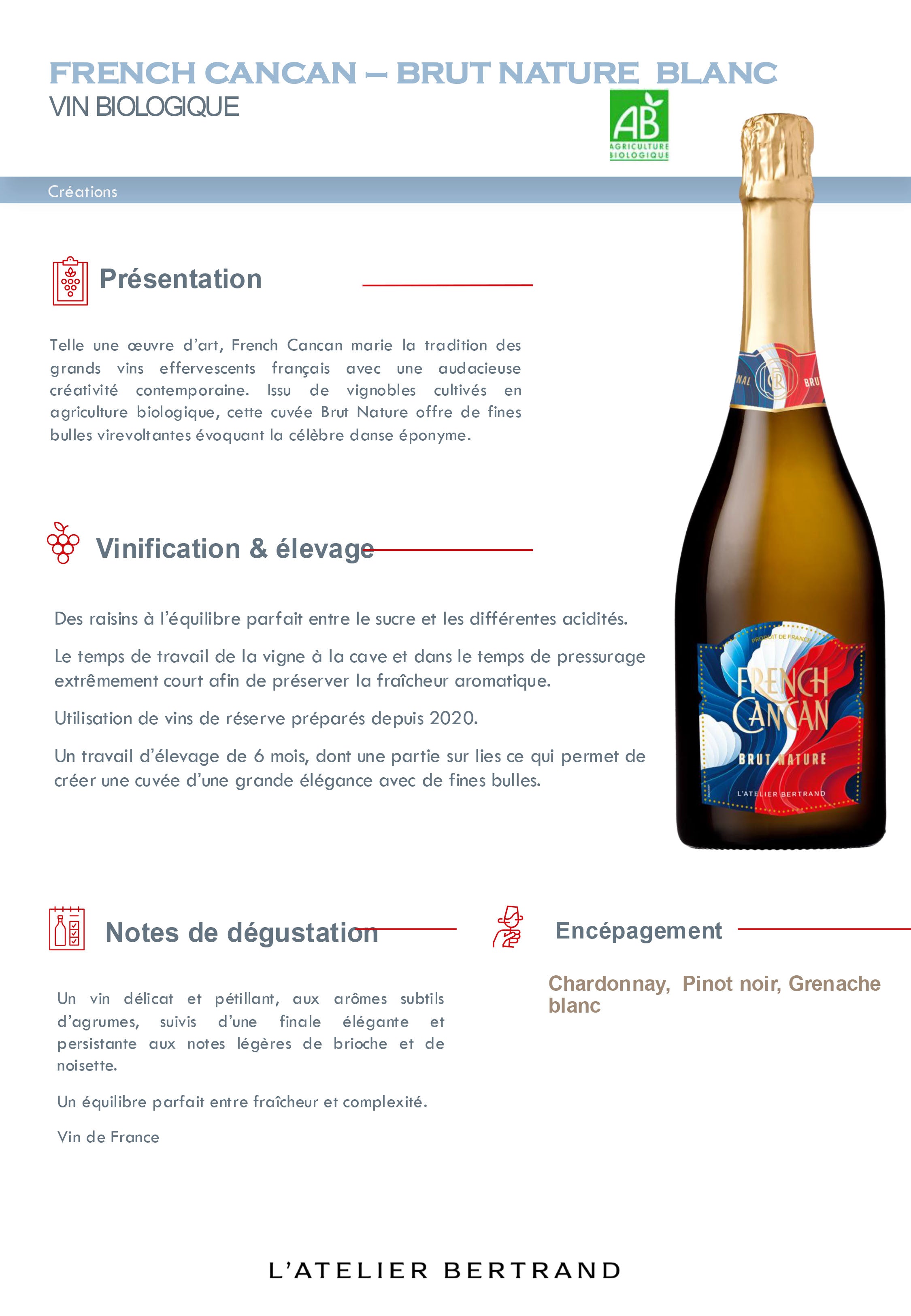 French Cancan Brut Tricolore 75cl Bio Vin de France