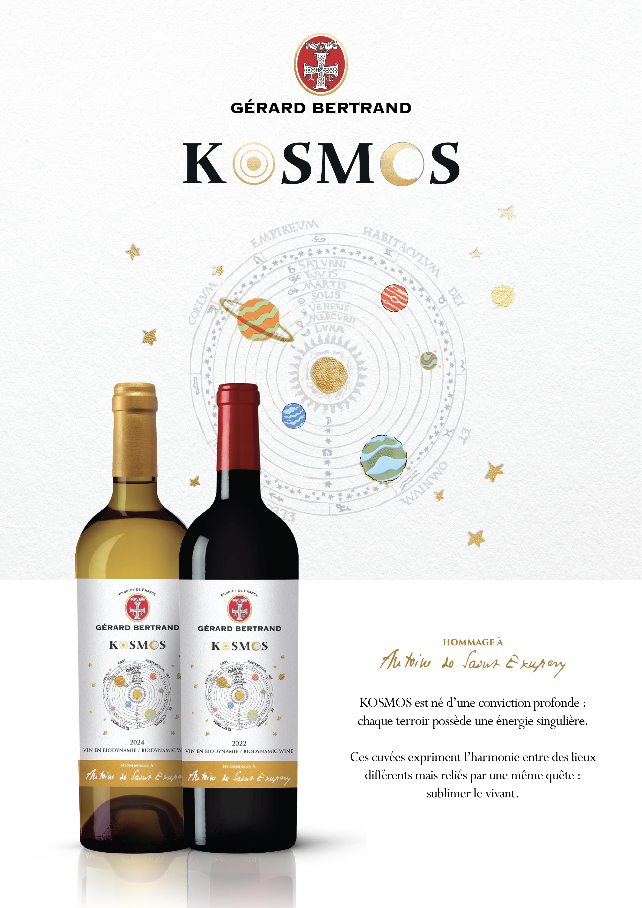 Kosmos jour Hommage à Saint Exupéry 75cl 2022 vin rouge biodynamie - Gérard Bertrand 